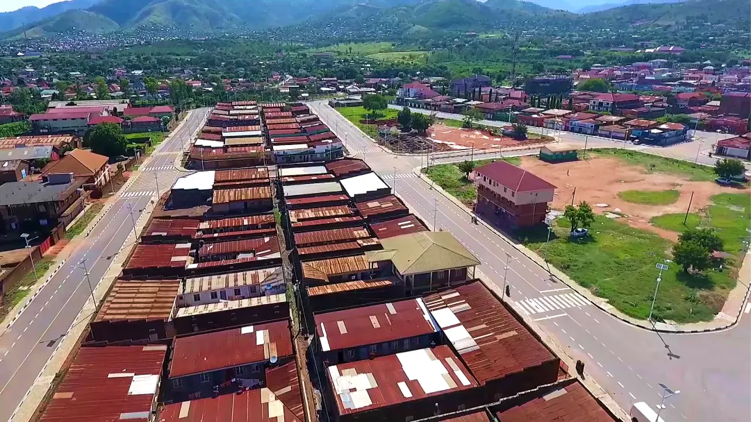 Kasese town below Rwenzori foothills